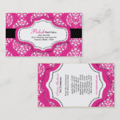 100 Hot-Pink Damask Nail-Visitekaartje voor techni Visitekaartje (Voorkant / Achterkant)