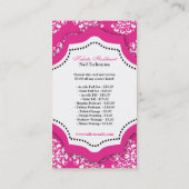 100 Hot-Pink Damask Nail-Visitekaartje voor techni Visitekaartje (Achterkant)