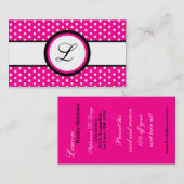 100 Hot Pink White Polkadot Pokadot Visitekaartje (Voorkant / Achterkant)