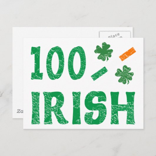100% Iers Briefkaart (Voorkant / Achterkant)