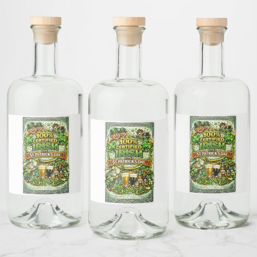 100% Iers... Op St.Patrick's Dag! Likeurfles Etiket (Flessen)