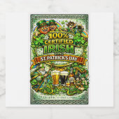 100% Iers... Op St.Patrick's Dag! Likeurfles Etiket (Enkel label)