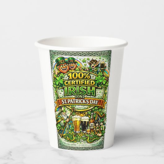 100% Iers... Op St.Patrick's Dag! Papieren Bekers (Voorkant)