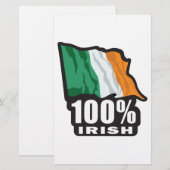 100% Iers Trots om Iers te zijn Briefpapier (Voorkant / Achterkant)