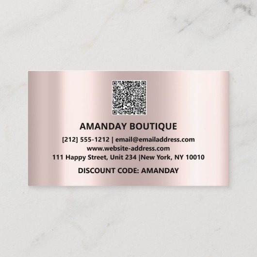 100 INSERT QRCODE 20%OFF Custom Logo Roos Blush Visitekaartje (Achterkant)