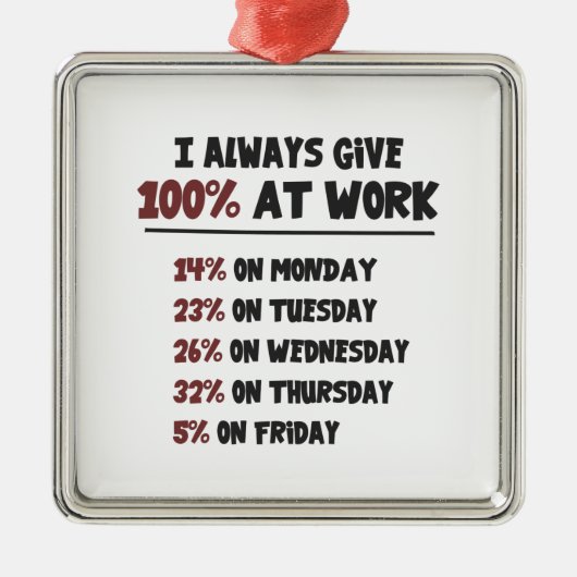 100% inspanningen op het werk metalen ornament (Voorkant)