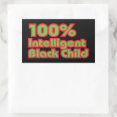 100% intelligent zwart kind rechthoekige sticker (Tas)