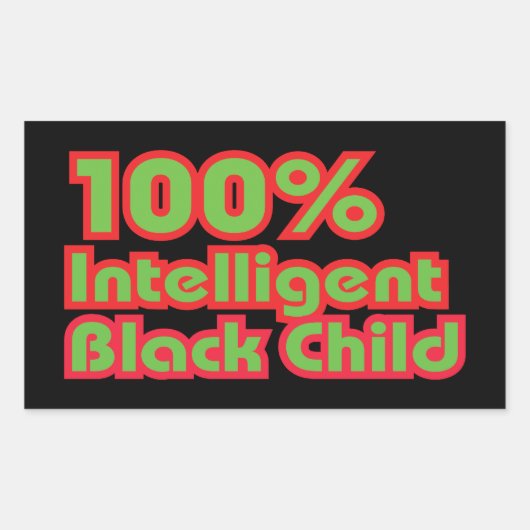 100% intelligent zwart kind rechthoekige sticker (Voorkant)