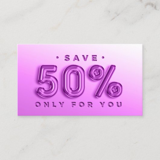 100 INVOEGSEL QR-CODE 50%OFF DISCOUNT LOGO PINKY VISITEKAARTJE (Voorkant)