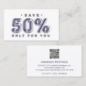 100 INVOEGSEL QR CODE 50%OFF DISCOUNT LOGO WHITE VISITEKAARTJE (Voorkant / Achterkant)
