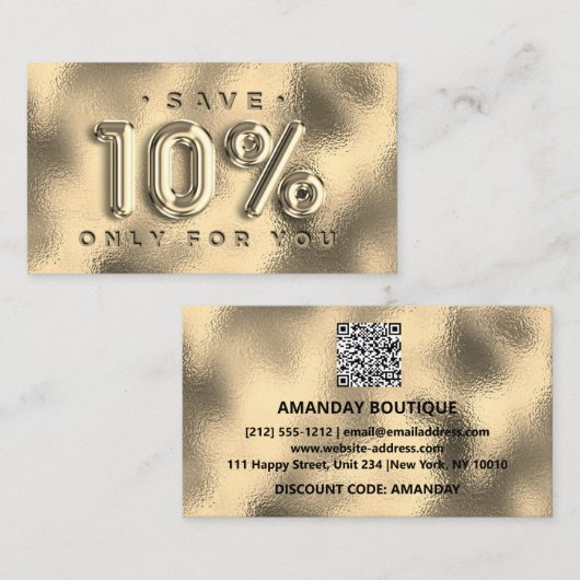 100 INVOEGSEL QRCODE 10%OFF Aangepast Logo goudgla Visitekaartje (Voorkant / Achterkant)