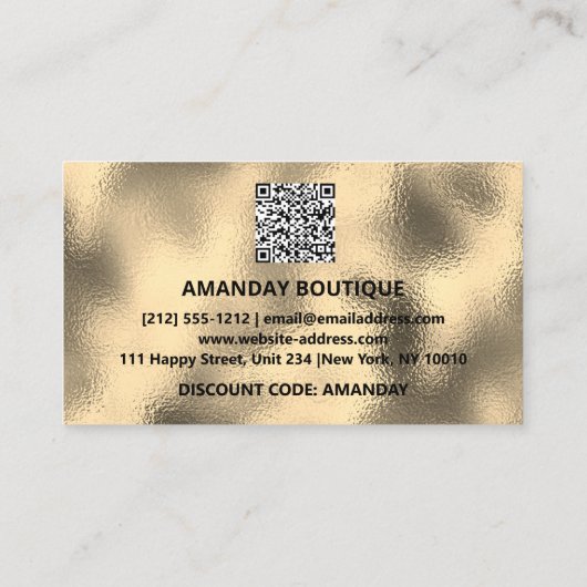 100 INVOEGSEL QRCODE 10%OFF Aangepast Logo goudgla Visitekaartje (Achterkant)