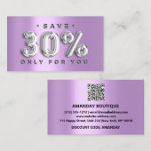100 INVOEGSEL QRCODE 30%OFF aangepaste lavender Lo Visitekaartje (Voorkant / Achterkant)
