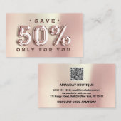 100 INVOEGSEL QRCODE 50%OFF Aangepast Roos Roze Visitekaartje (Voorkant / Achterkant)