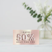 100 INVOEGSEL QRCODE 50%OFF Aangepast Roos Roze Visitekaartje (Staand voorkant)