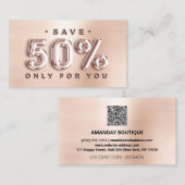 100 INVOEGSEL QRCODE 50%OFF ROOS Roze ballonnen in Visitekaartje (Voorkant / Achterkant)