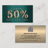100 INVOER QRCODE 50%OFF Logo Groene Gold Professi Visitekaartje (Voorkant / Achterkant)