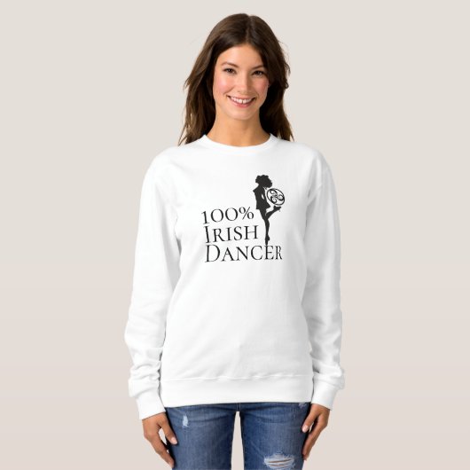 100% Irish Dancer Hard Shoe Black and White Dance Trui (Voorkant volledig)