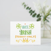 100% Irish Today Word Art Briefkaart (Staand voorkant)
