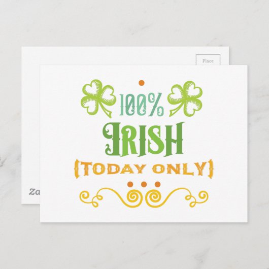 100% Irish Today Word Art Briefkaart (Voorkant / Achterkant)