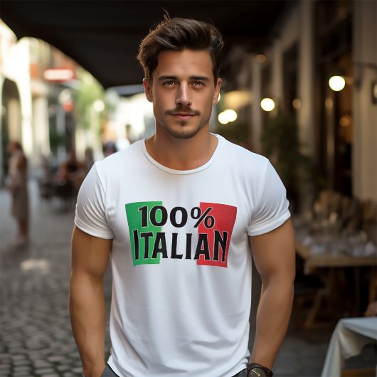 100% Italiaans Grappig Italiaans Flag T-shirt