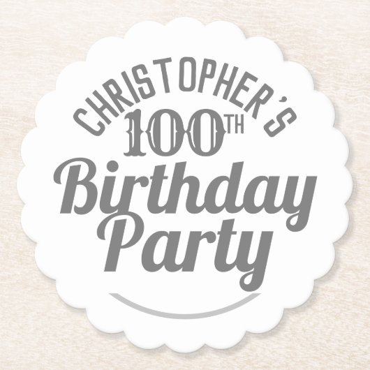 100 jaar. 100ste verjaardagsfeestje kartonnen onderzetters (Voorkant)