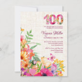 100 Jaar Bloemen Bloemlinnen 100ste Verjaardag Kaart (Voorkant)