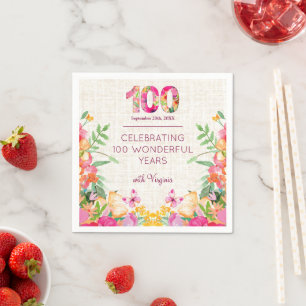100 Jaar Bloemen Bloemlinnen 100ste Verjaardag Servet