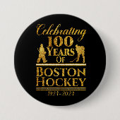100 jaar Boston Hockey Ronde Button 7,6 Cm (Voorkant)