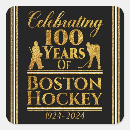 100 jaar Boston Hockey Vierkante Sticker (Voorkant)
