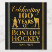 100 jaar Boston Hockey Wijn Etiket (Enkel label)