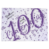 100 jaar Centenarische Paarse/witte typografie Groot Cadeauzakje (Achterkant)