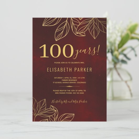 100 jaar classy elegant 100ste verjaardagsfeestje kaart (Staand voorkant)