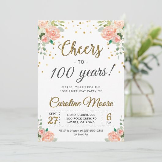 100 Jaar Dames 100ste Verjaardagsfeest Kaart (Staand voorkant)