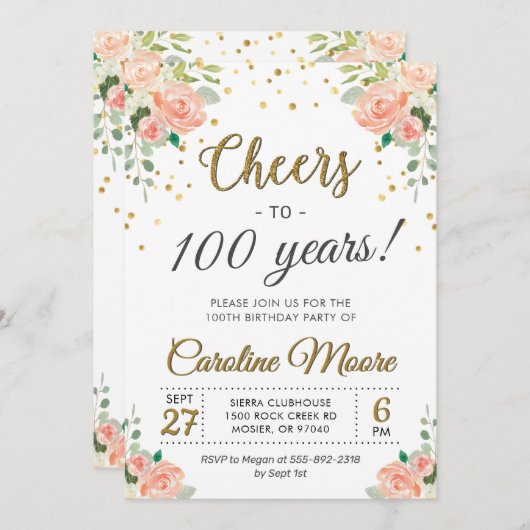 100 Jaar Dames 100ste Verjaardagsfeest Kaart (Voorkant / Achterkant)