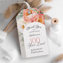 100 Jaar Geliefde Vrouwelijke Bloemen 100ste Verja Cadeaulabel