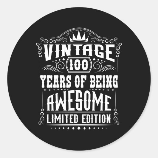 100 jaar Geweldige zijn Ronde Sticker (Voorkant)