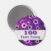 100 jaar Jonge Paarse Vloerfoto Vivid Floral Magneet (Voorkant / Achterkant)