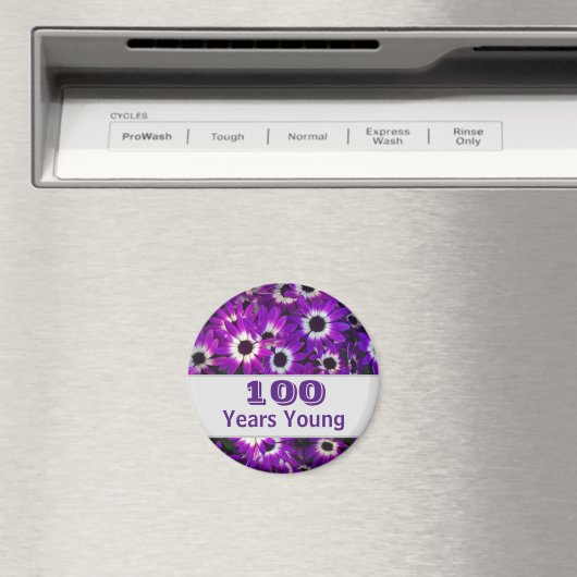 100 jaar Jonge Paarse Vloerfoto Vivid Floral Magneet (Insitu (Vaatwasser))