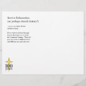 100 jaar Jubileum-bulletin van de Kerk Flyer (Achterkant)