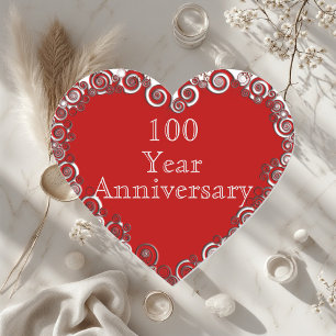 100 Jaar Jubileum Mijlpaal Romantisch Modern  Hart Sticker