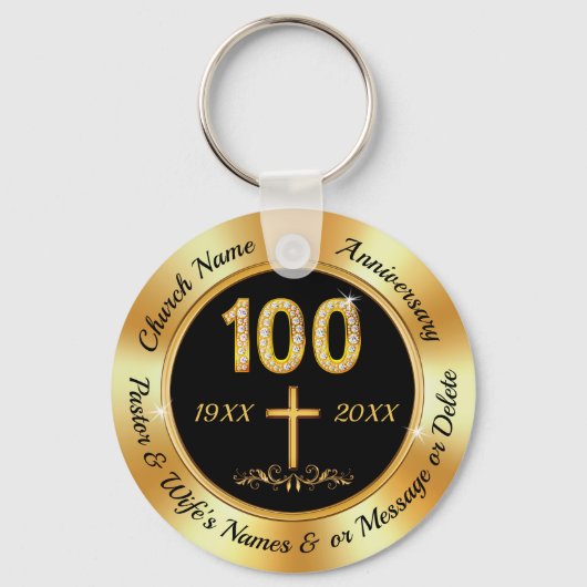 100 Jaar Kerk Jubileum, Goedkope Kerk gunsten, Sleutelhanger (Voorkant)