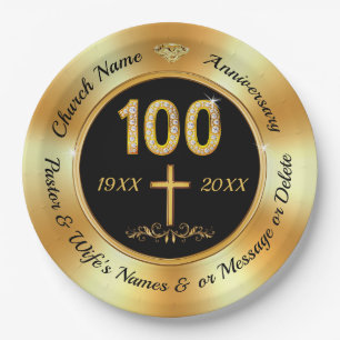 100 jaar Kerk Jubileum Party Ideeën, 100th Papieren Bordje