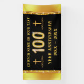 100 Jaar Kerk Jubileum Thema's, Zwart en Goud Spandoek (Verticaal)