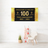 100 Jaar Kerk Jubileum Thema's, Zwart en Goud Spandoek (Insitu)