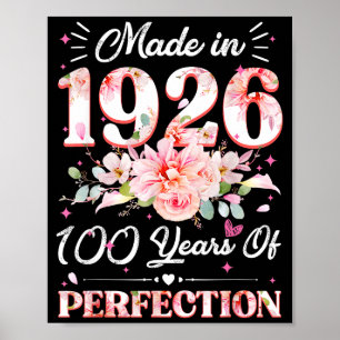 100 Jaar oud gemaakt in 1926 bloem 100ste verjaard Poster
