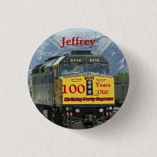 100 jaar oud, Rail Train Birthday Button Pin