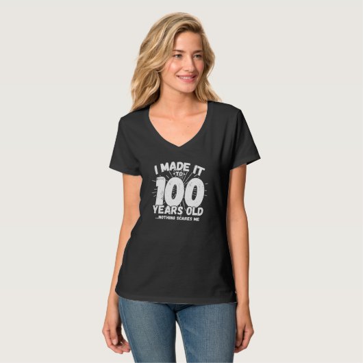 100 jaar oud sarcastisch meme grappige 100e verjaa t-shirt (Voorkant volledig)