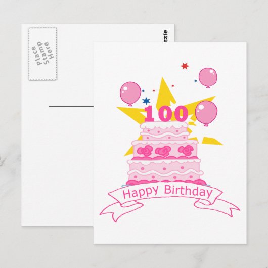 100 jaar oude Birthday Cake Briefkaart (Voorkant / Achterkant)
