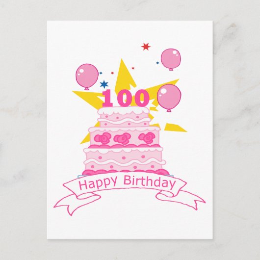 100 jaar oude Birthday Cake Briefkaart (Voorkant)